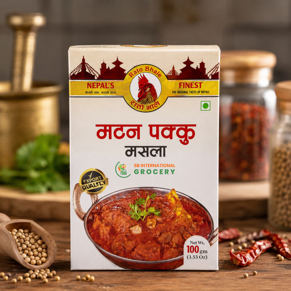 Rato Bhale Mutton Pakku Masala 100g authentic Nepali mutton curry masala spice mix for goat and meat curry | SB International Grocery
